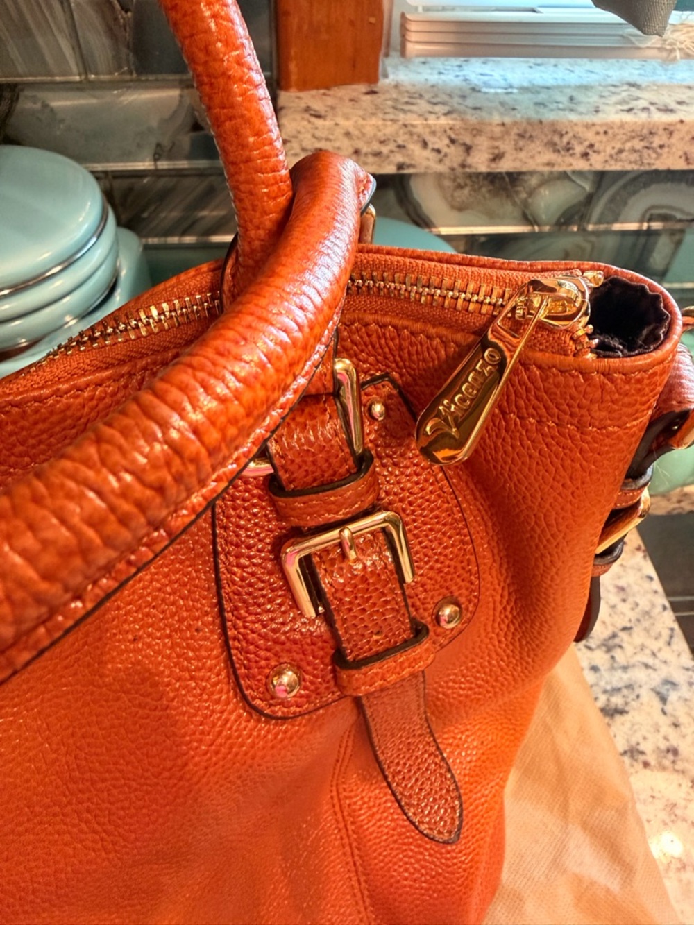 Vicenzo Leather Tote Satchel Top Handles Crossbody - Picture 2 of 9